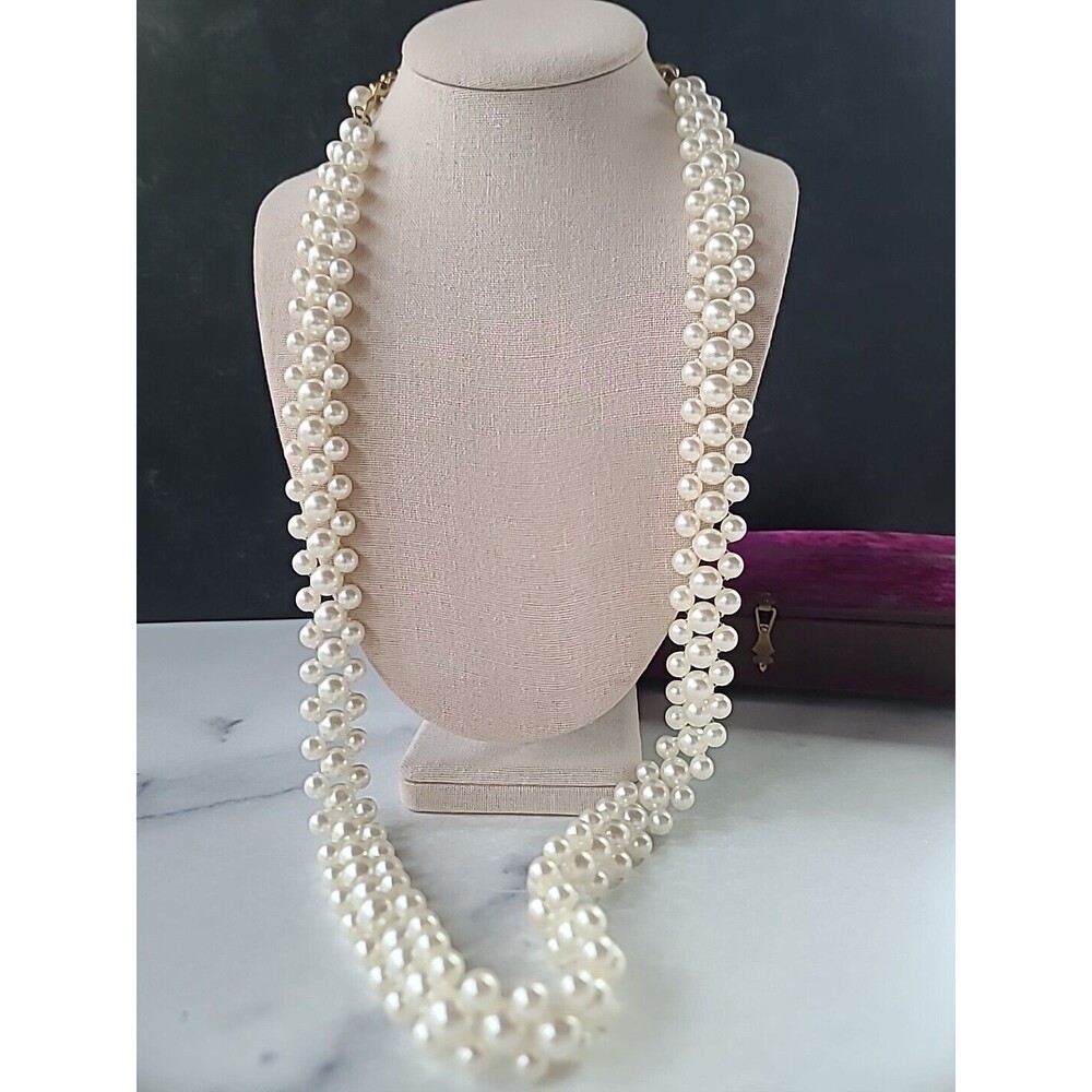 Faux Pearl Beaded Adjustable Necklace, Vintage